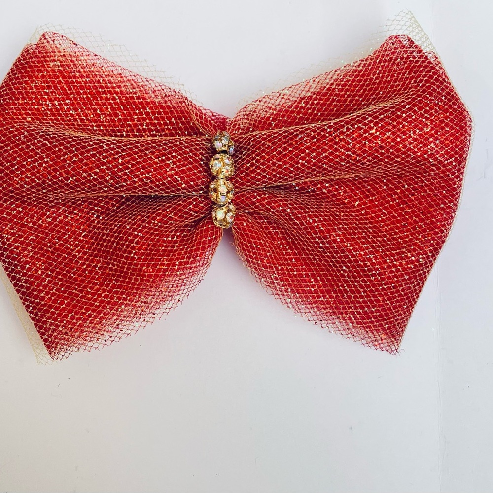 Elegant Red Bow Hair Accessory